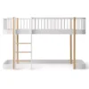 Lit Mezzanine Mi-haut Wood Avec échelle Face - Blanc/Chêne -Magasin D'ameublement 041427 lit mi haut wood original chene oliver furniture 1 1264x1234