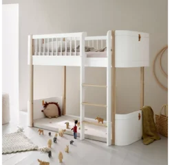 Lit Junior Mezzanine Mi-haut Mini+ Wood - Blanc/Chêne 12 Lit Junior Mezzanine Mi-haut Mini+ Wood - Blanc/Chêne -Magasin D'ameublement 041447 lit mezzanine junior wood mini chene oliver furniture 2 1264x1234