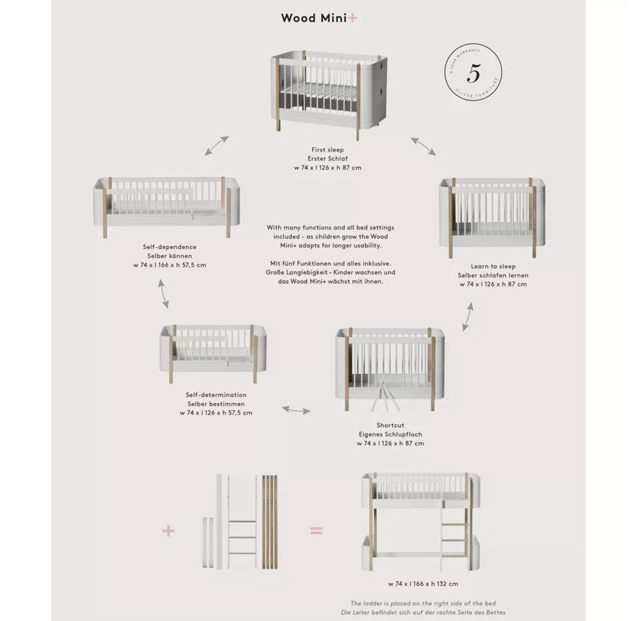 Lit Junior Mezzanine Mi-haut Mini+ Wood - Blanc/Chêne 10 Lit Junior Mezzanine Mi-haut Mini+ Wood - Blanc/Chêne – Image 8