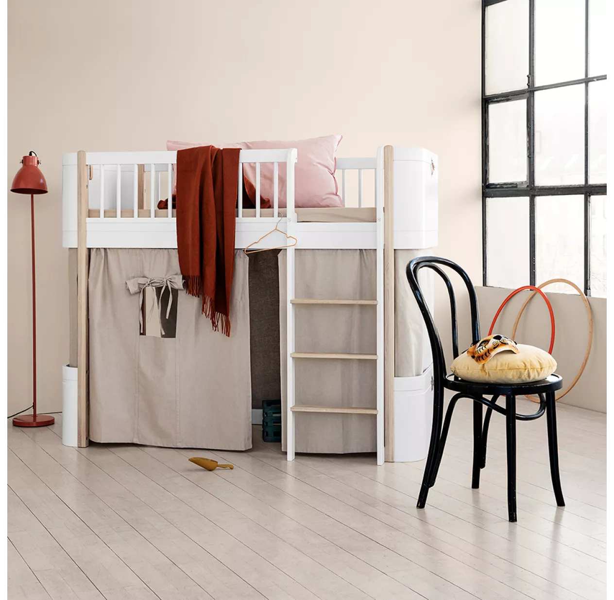 Lit Junior Mezzanine Mi-haut Mini+ Wood - Blanc/Chêne 11 Lit Junior Mezzanine Mi-haut Mini+ Wood - Blanc/Chêne – Image 9