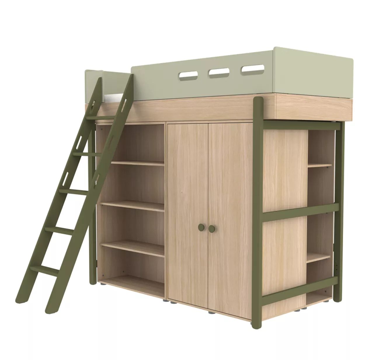 Lit Mezzanine échelle Inclinée Popsicle - Chêne/Kiwi 4 Lit Mezzanine échelle Inclinée Popsicle - Chêne/Kiwi – Image 2