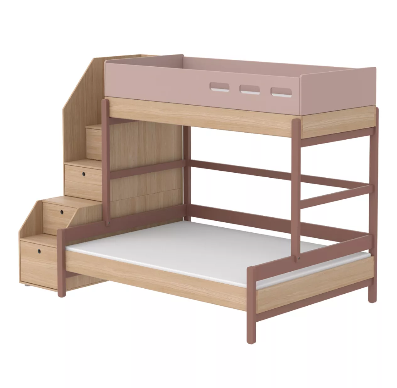 Lit Familial Superposé Escalier Popsicle - Chêne/Cherry 3 Lit Familial Superposé Escalier Popsicle - Chêne/Cherry