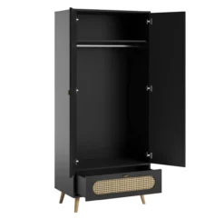 VOX Armoire 2 Portes Canne - Noir -Magasin D'ameublement armoire canne vox noir 3 1264x1234