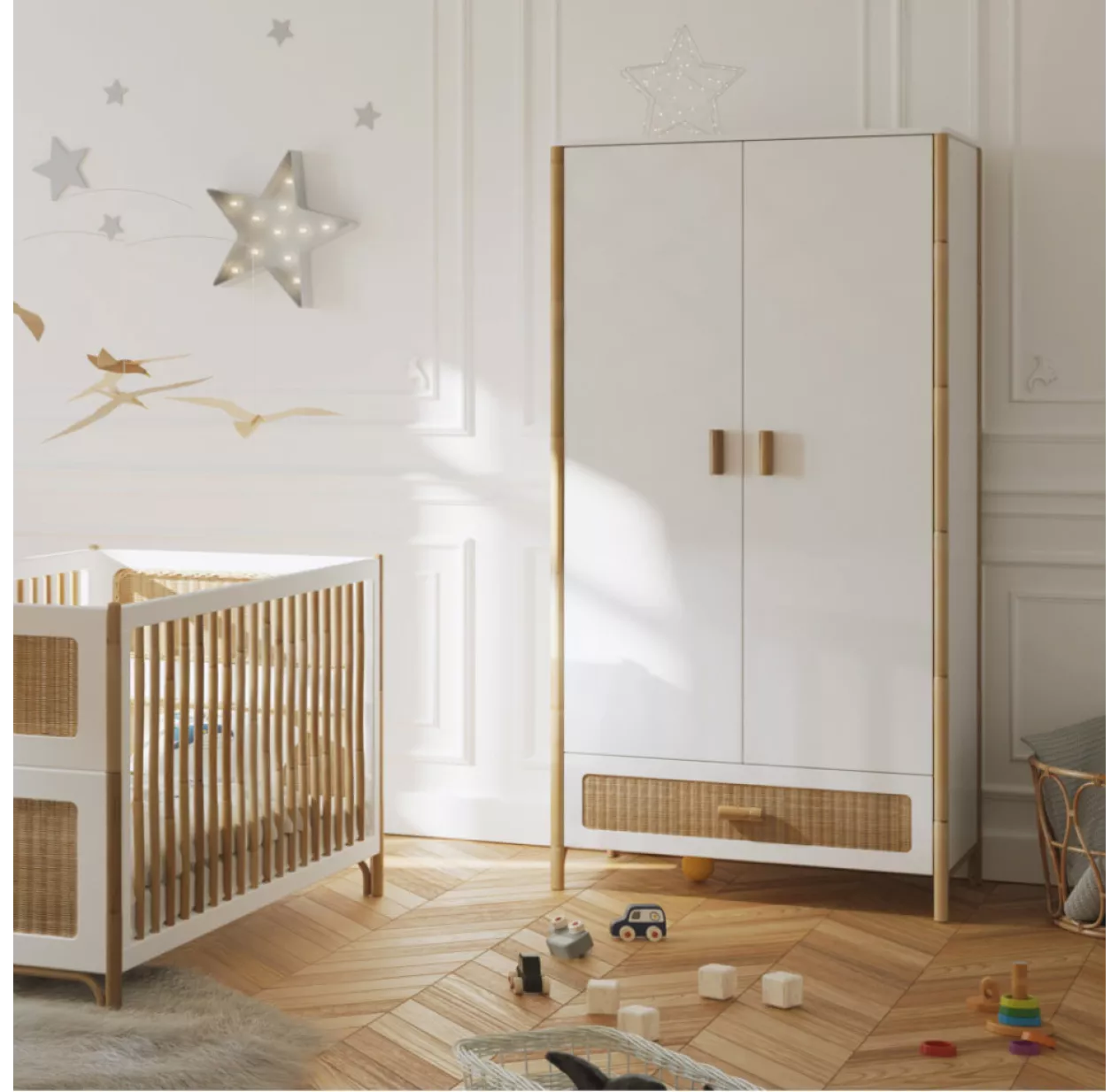 Armoire En Cèdre Et Rotin Océania - Blanc 7 Armoire En Cèdre Et Rotin Océania - Blanc – Image 5