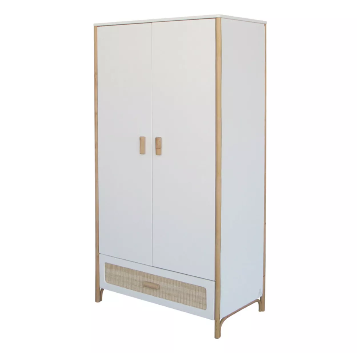 Armoire En Cèdre Et Rotin Océania - Blanc 4 Armoire En Cèdre Et Rotin Océania - Blanc – Image 2