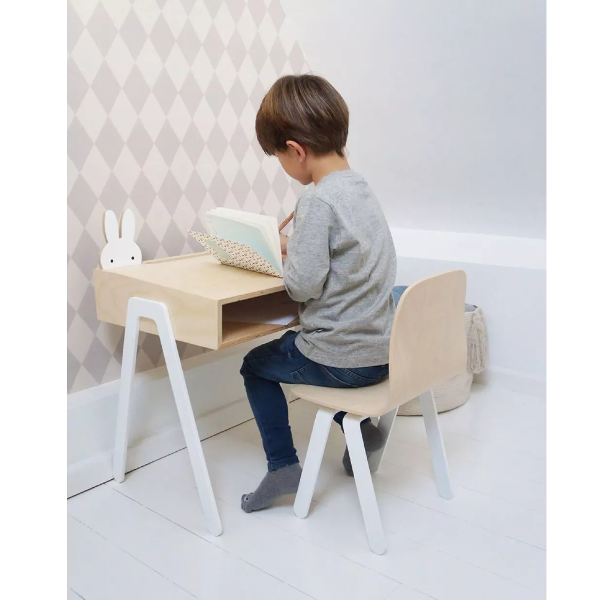 Bureau Et Chaise Enfant 2-6 Ans - Blanc 5 Bureau Et Chaise Enfant 2-6 Ans - Blanc – Image 3