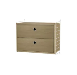 Chevet Mural 2 Tiroirs - Chêne/Blanc