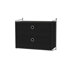 Chevet Mural 2 Tiroirs - Noir