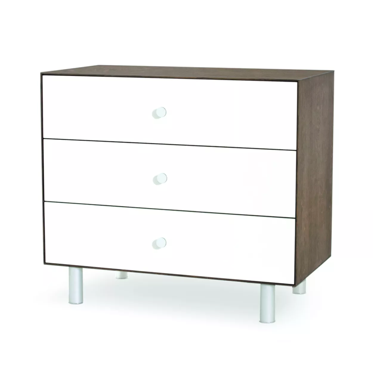 Commode Merlin Classic 3 Tiroirs - Blanc/Noyer 3 Commode Merlin Classic 3 Tiroirs - Blanc/Noyer