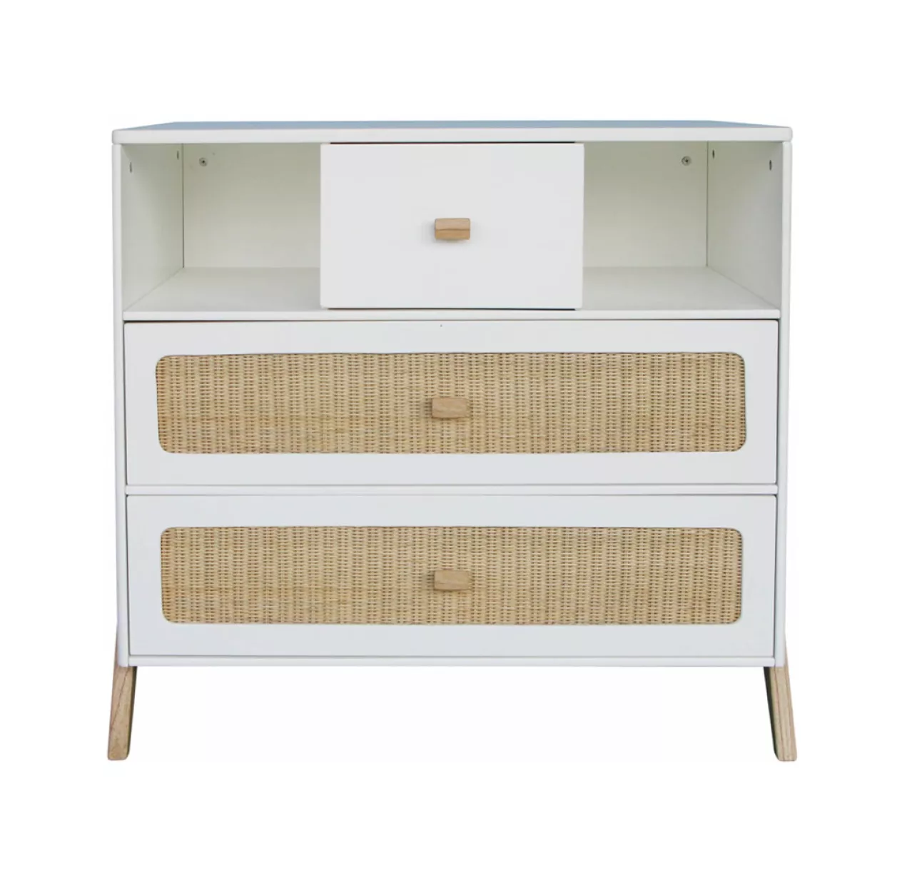 Commode Cèdre Et Rotin Marélia - Blanc 3 Commode Cèdre Et Rotin Marélia - Blanc