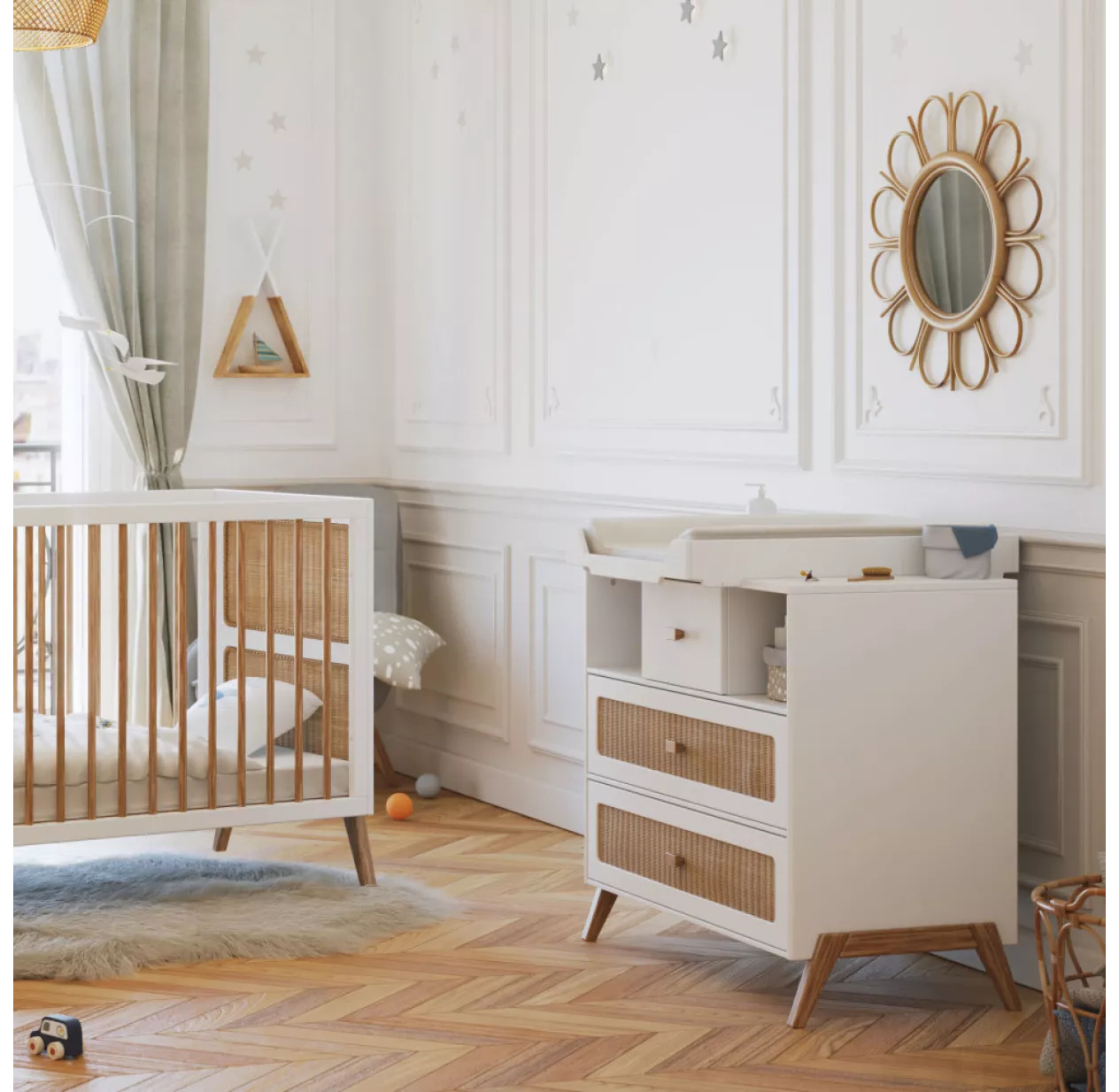 Commode Cèdre Et Rotin Marélia - Blanc 7 Commode Cèdre Et Rotin Marélia - Blanc – Image 5