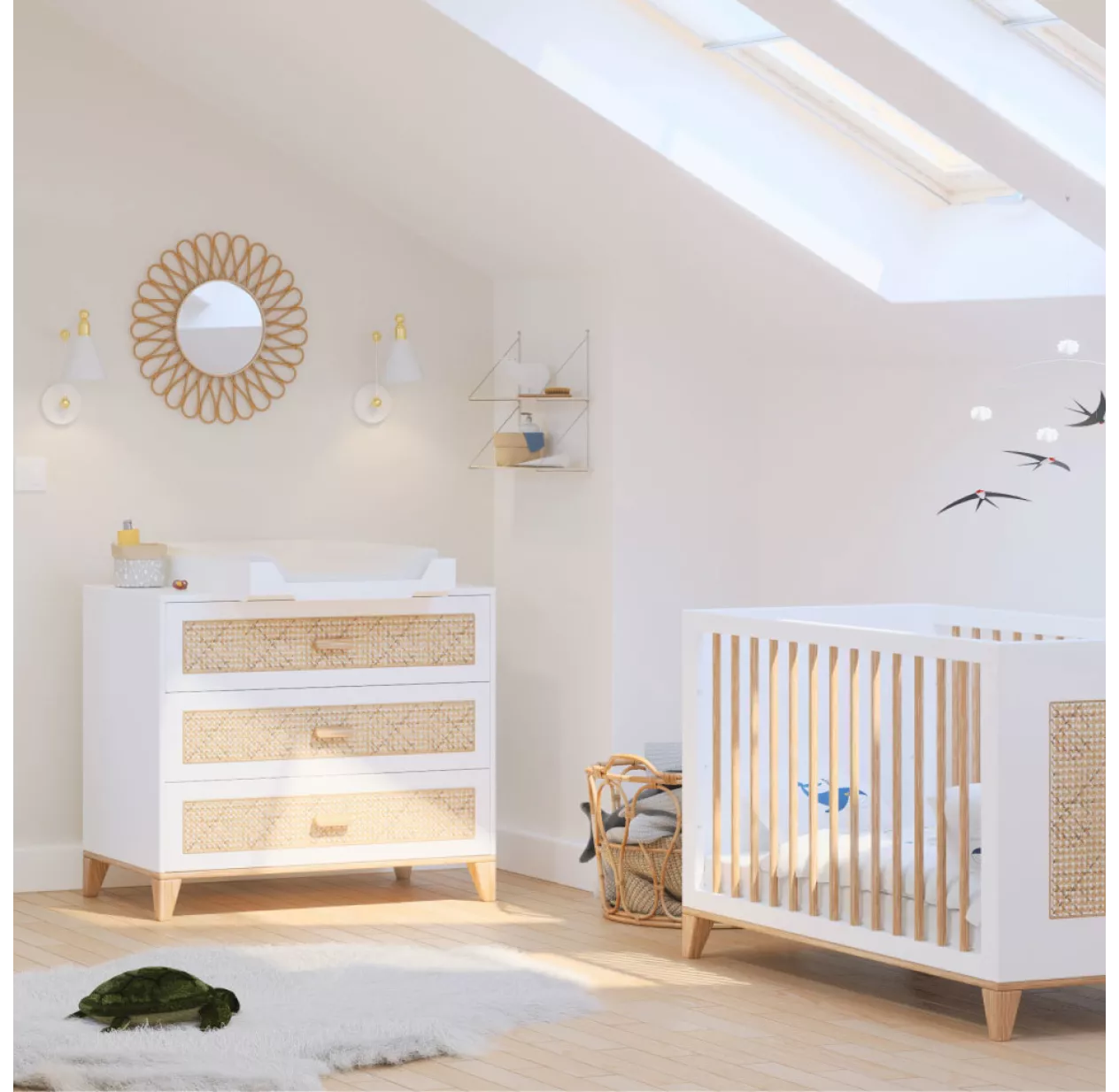 Commode En Bois Et Cannage Rotin Nami - Blanc 4 Commode En Bois Et Cannage Rotin Nami - Blanc – Image 2