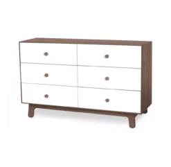 Commode Merlin Sparrow 6 Tiroirs - Blanc/Noyer