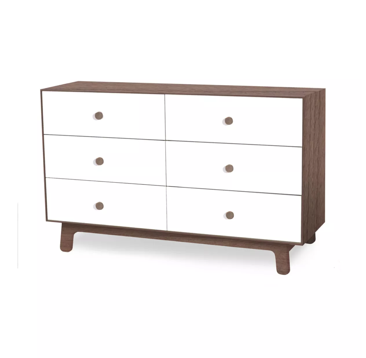 Commode Merlin Sparrow 6 Tiroirs - Blanc/Noyer 3 Commode Merlin Sparrow 6 Tiroirs - Blanc/Noyer