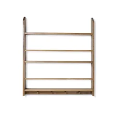 Etagère Livres Patères Plate Eli - Chêne Fumé