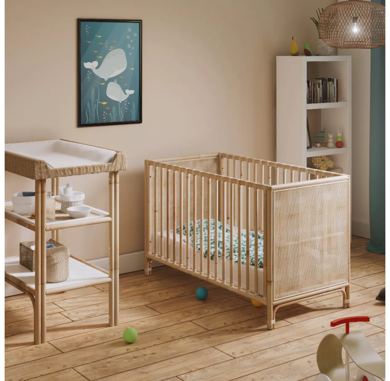Lit Bébé En Rotin Nemo 60x120cm - Naturel 4 Lit Bébé En Rotin Nemo 60x120cm - Naturel – Image 2