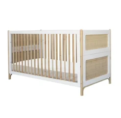 Lit Bébé évolutif Cèdre Et Rotin Océania 70x140cm - Blanc