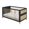 Lit Bébé évolutif Bois Et Cannage Rotin Nami 70x140cm - Noir -Magasin D'ameublement lit bebe evolutif rotin nami anthracite 70x140 theo 1 1264x1234