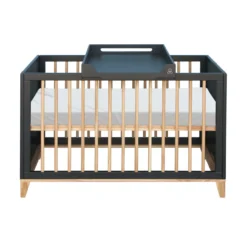 Lit Bébé évolutif Bois Et Cannage Rotin Nami 70x140cm - Noir -Magasin D'ameublement lit bebe evolutif rotin nami anthracite 70x140 theo 3a 1264x1234