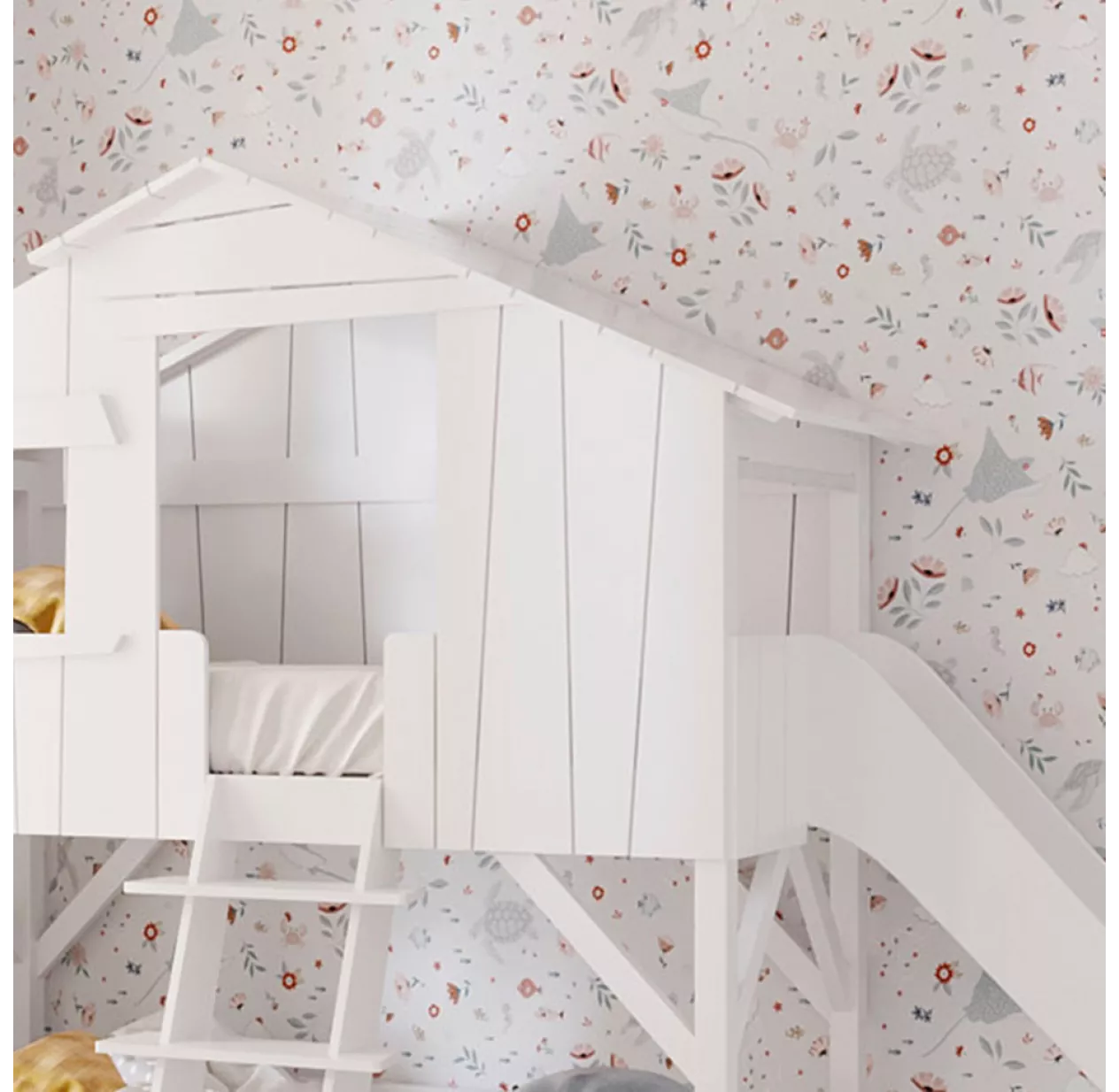 Lit Cabane Avec Toboggan - Blanc 4 Lit Cabane Avec Toboggan - Blanc – Image 2
