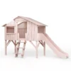 Lit Cabane Avec Toboggan - Rose Poudré -Magasin D'ameublement lit cabane avec toboggan rose poudre mathy by bols 1 1264x1234