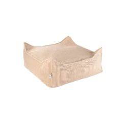 Pouf Carré Ottoman En Velours Côtelé - Beige